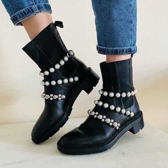 Zara Stud and Pearl Ankle Boots - Picture 5 of 6
